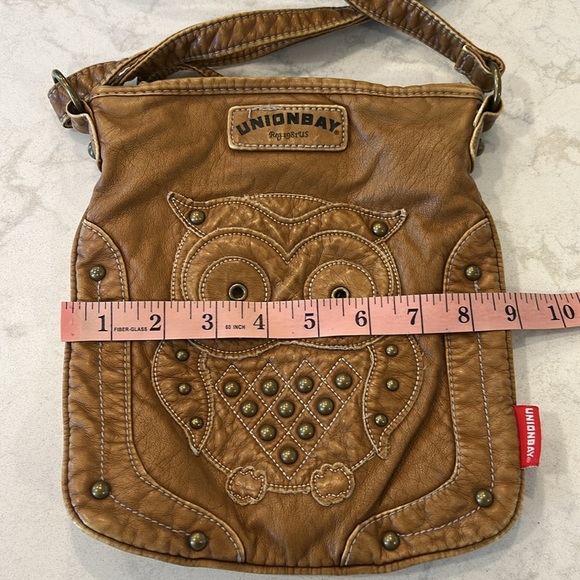 UNIONBAY Vintage Brown Owl Design Women's Crossbody Purse Faux Leather Bag Soft - Picture 9 of 14